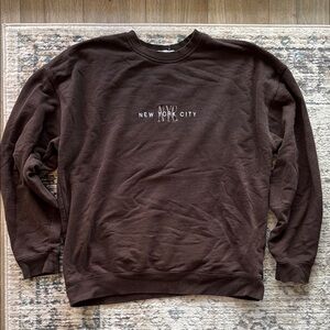 Garage Brown Crew Neck Sweater Minimalist Design